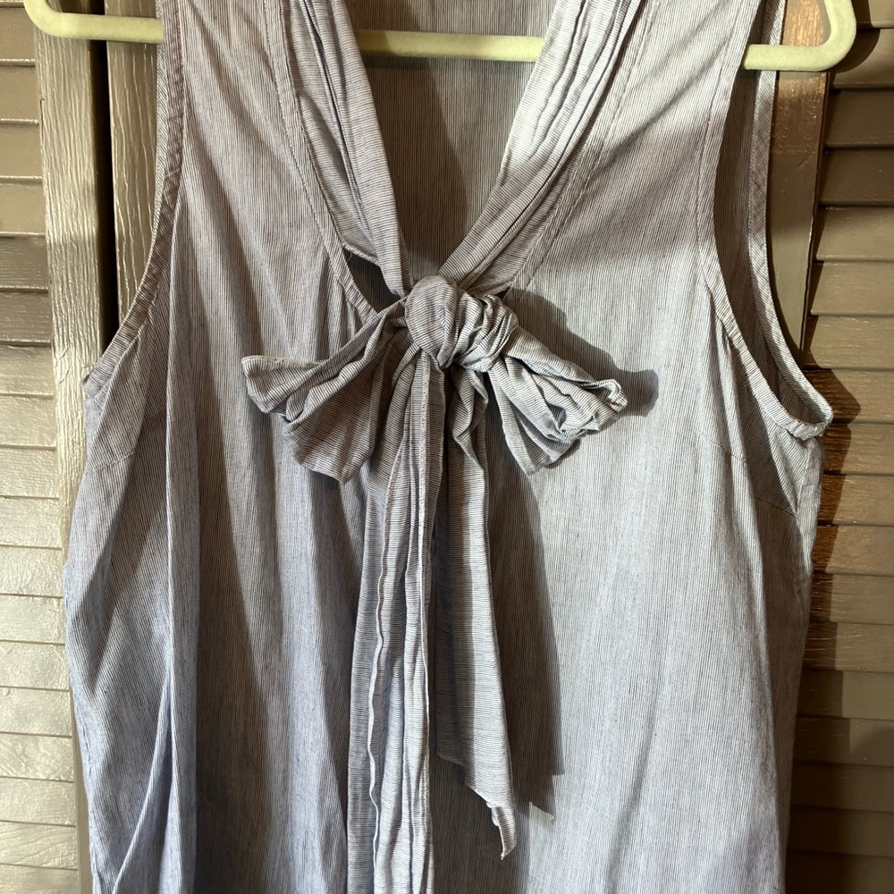 LOFT Blue Tie Front Tank Top